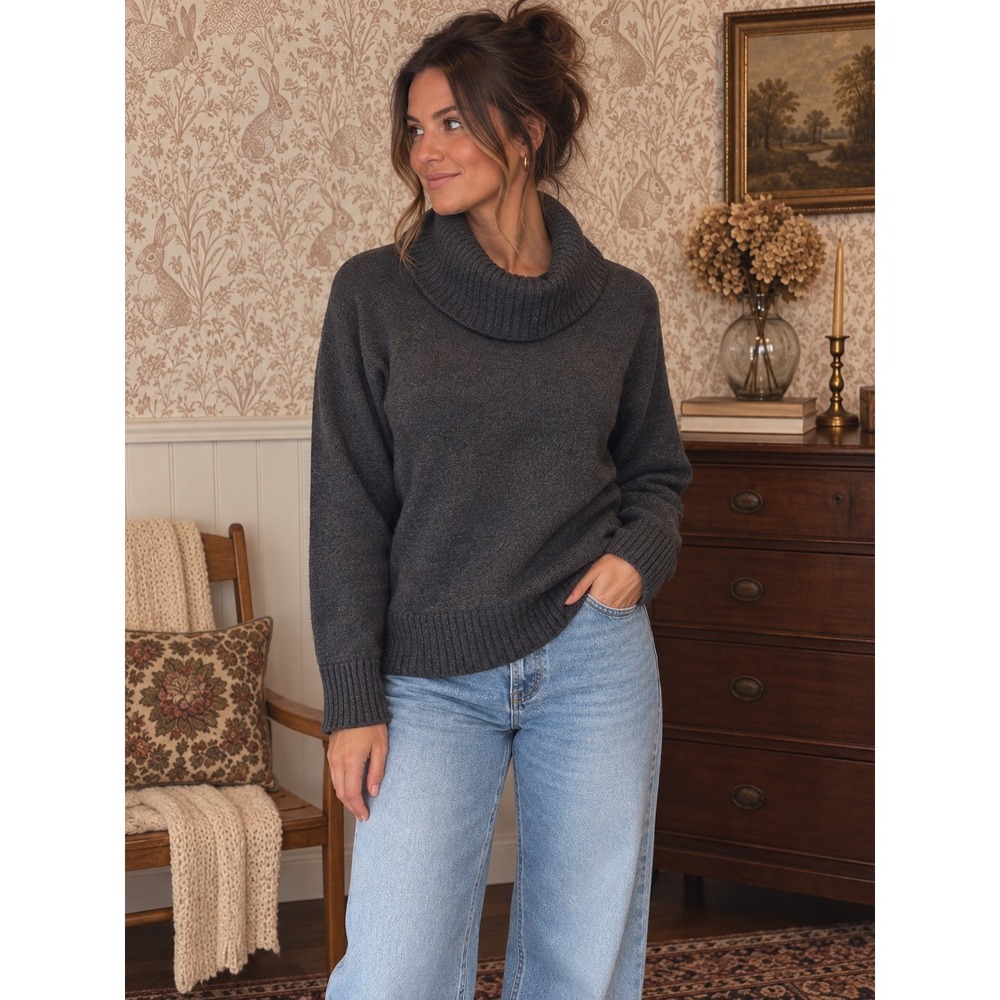Bartolini Made in Italy Wool & Cashmere Cowl Neck Sweater